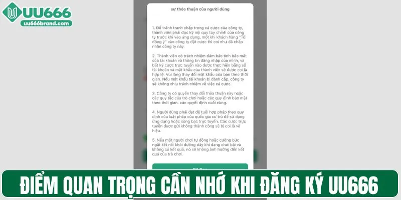 Những điểm quan trọng cần có khi đăng ký UU666